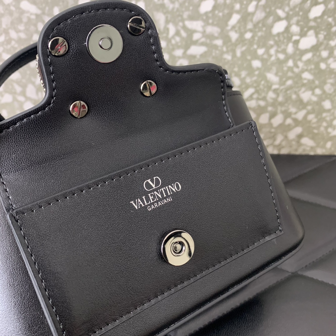 Valentino Garavani Loco Mini Box Bag in Black Calfskin Leather 